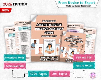 Aesthetic Nurse Injector Anatomy Guide, 15+ Topics, 170+ Pages, Digital Downloads