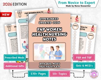 Complete Womens Health FNP Study Guide, 20+ Topics, 175+ Pages , Family Nurse Practitioner Notes, Hyperlinked, 2026 Edition