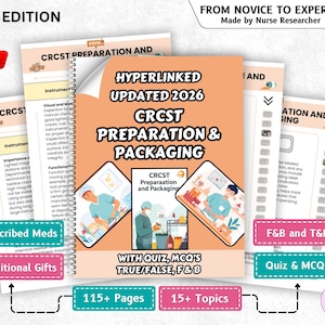 Preparación y empaquetado completos de CRCST (edición 2026), notas de estudio sobre procesamiento estéril y SPD, instrumental quirúrgico / Revisión técnica de CBSPD