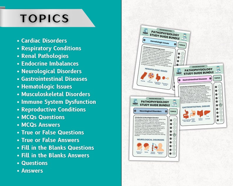 Pathophysio Notes Pathophysiology Study Guide Bundle 170+ Pages, Pathophysiology Nursing ...