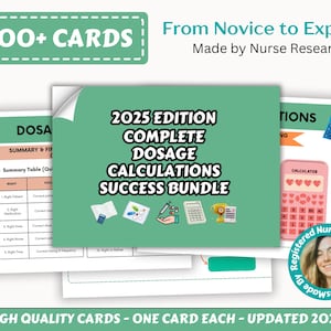 Ensemble complet de cartes-éclair pour le calcul de la posologie, guide d'étude sur les calculs de médicament, notes pour le personnel infirmier, calculs pour le personnel infirmier, étudiant en soins infirmiers