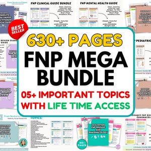 Mega Bundle FNP, Malattia e farmacologia FNP, Clinica NP pediatrica, Studio di revisione della farmacologia FNP, Revisione dell'esame FNP, Appunti FNP