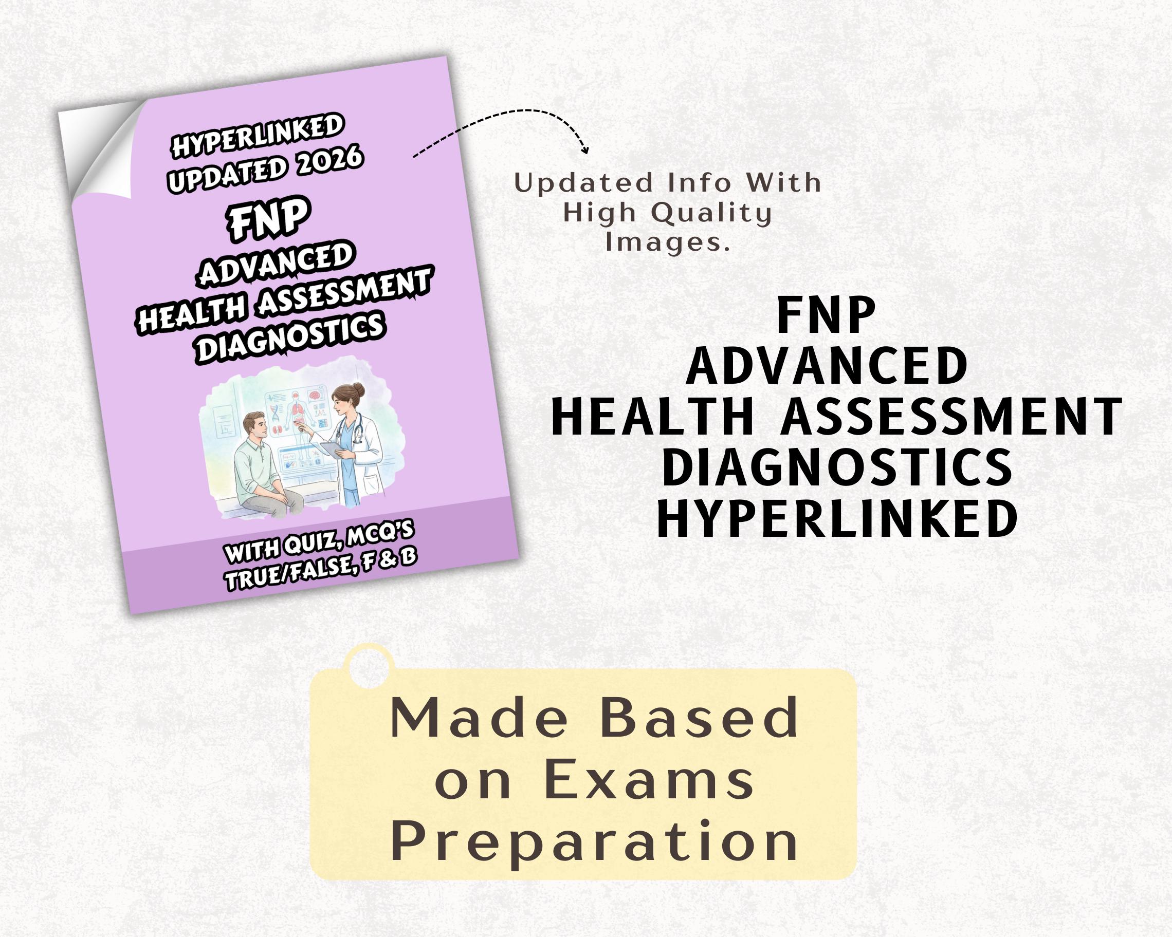 Complete FNP Health Assessment Diagnostics Study Guid, 20+ Topics, 150 ...