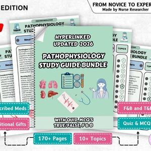 Pathophysiology Study Guide Bundle Hyperlinked, Pathophysiology Nursing, Nurse Notes, Nursing Bundle, Pathophysiology Notes, Nursing School
