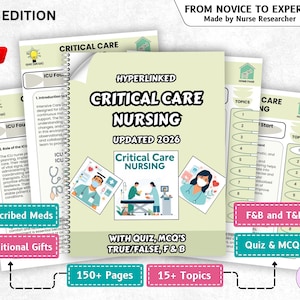 Critical Care Nursing 2026 Edition, ICU Study Guide, Med Surg, Nursing Study Guide, Nursing School Notes, Nursing Essentials, Nursing Bundle