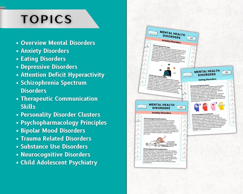Mental Health Disorders Study Guide 280+ Pages, Cheat Sheet, Flashcards ...