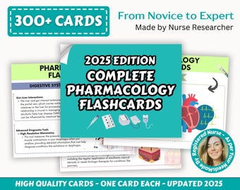 Oltre 300 schede di farmacologia, farmacologia infermieristica, appunti di farmacologia, appunti di infermieristica, farmacologia completa digitale e stampabile 2025
