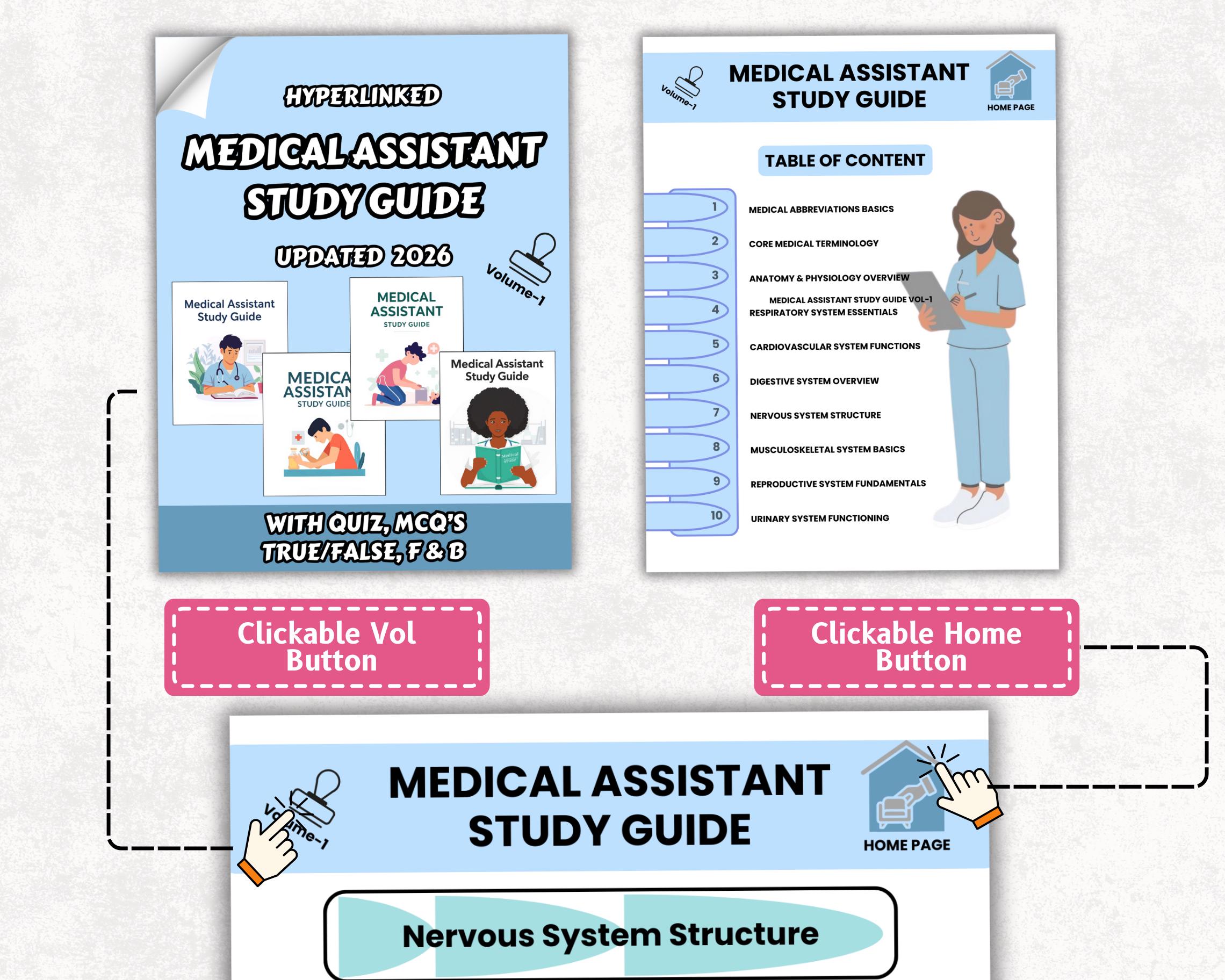 Medical Assistant Study Guide Hyperlinked, 35+ Topics, 170+ Pages, 2026 ...