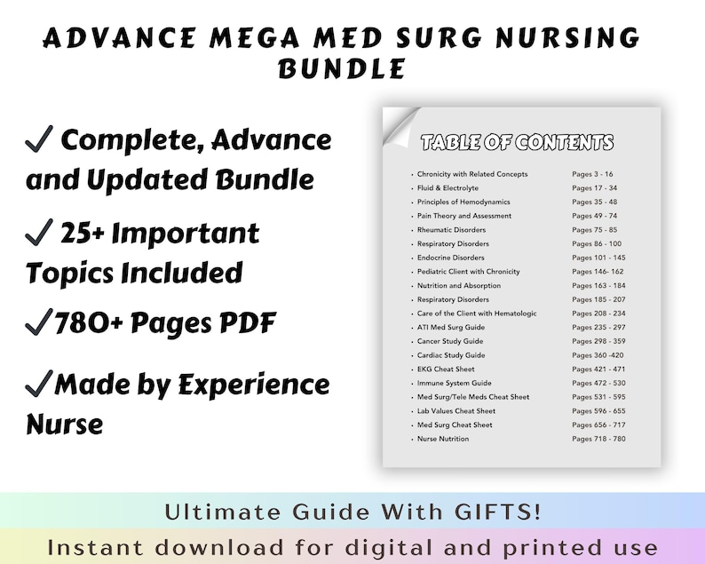 Med-surg Study Bundle 870+ Pages, Nursing Study Guide, Med Surg Notes ...