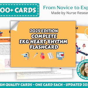 Más de 200 fichas didácticas sobre ECG y ritmo cardíaco, guía de estudio sobre ECG, interpretación de ECG o EKG, guía de estudio cardíaco, ritmos de ECG, notas de enfermería