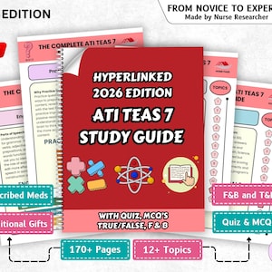 ATI TEAS 7 Study Guide 2026: Nursing Exam Prep, Hyperlinked (Digital Download)
