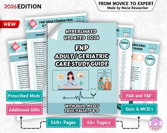 Klinische gids voor geriatrische verpleegkundigen voor volwassenen: FNP-studiegids, meer dan 20 onderwerpen, meer dan 175 pagina's, aantekeningen familieverpleegkundige, editie 2026