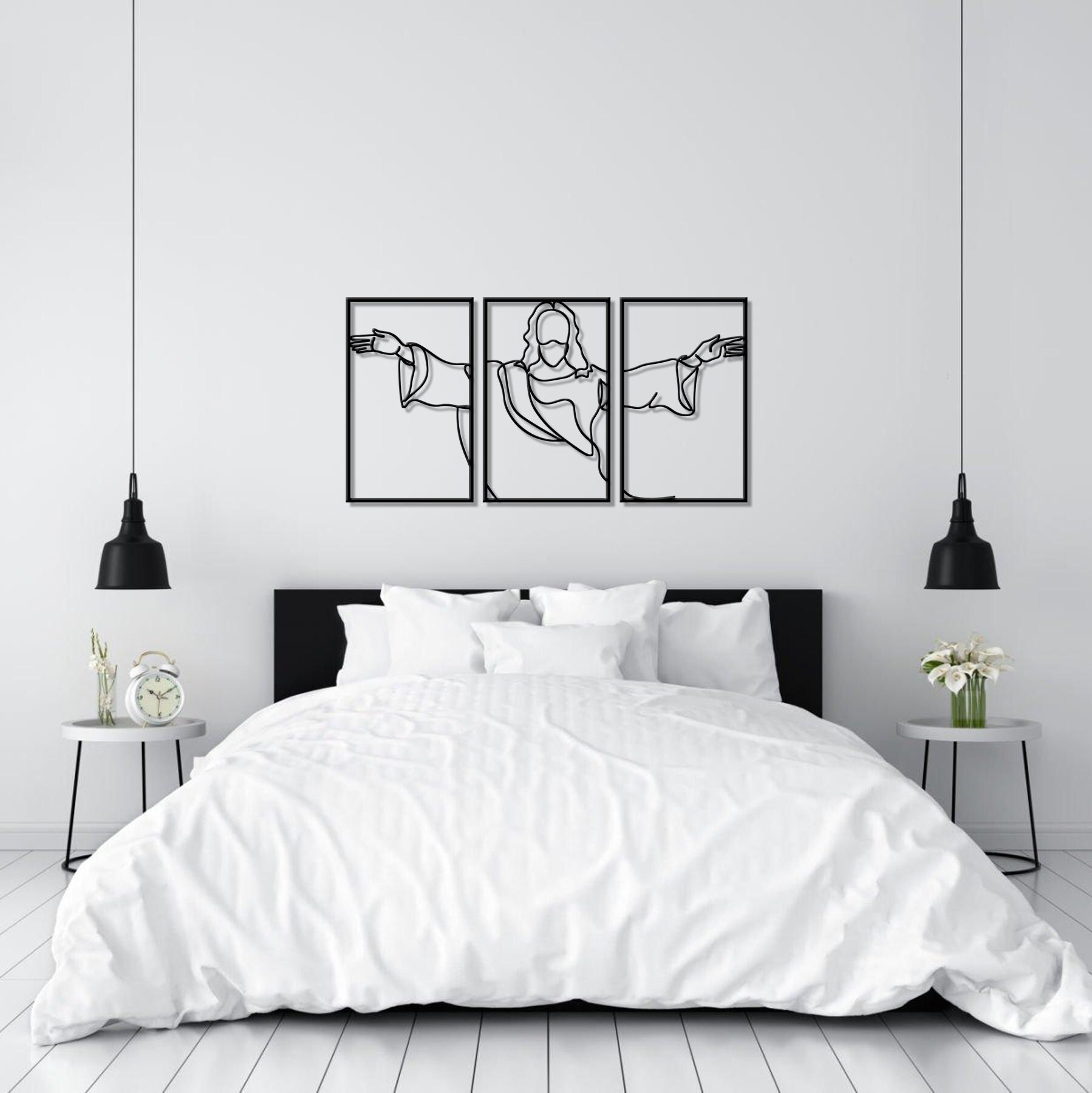 Jesus Christ Metal Wall Art Christian Wall Art, Jesus Line Art