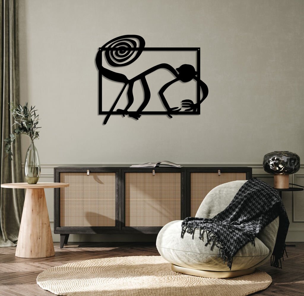 NAZCA LINES MONKEY Metal Wall Art, Nazca Lines, Wall Decor, Metal Decor
