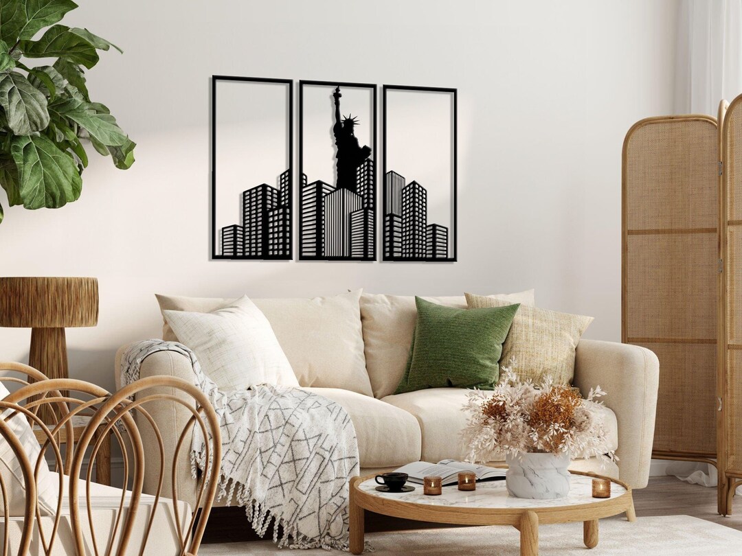 3pcs New York Metal Wall Art New York Decor, New York Silhouette, New