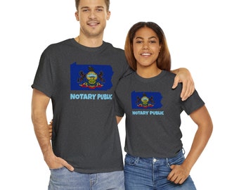 Pennsylvania State Map w/ Flag Notary T-Shirt | Unisex Notary Public T-Shirt