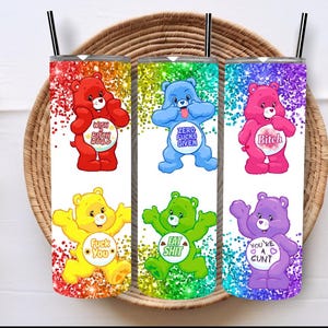 Swear Care Bear 20oz Stainless Steel Tumbler With Metal Straw | Gift for her| Birthday | Christmas | Collection Items