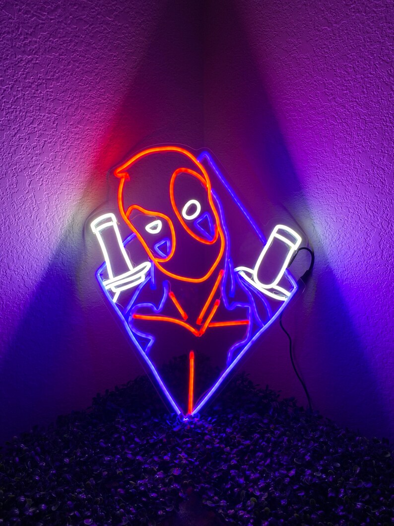 Deadpool Marvel LED Neon Sign Superhero Wall Decor Etsy