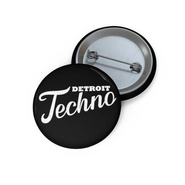 Detroit Techno Pin Buttons (Techno, House Music, DJ Gift) Detroit Techno Tigers