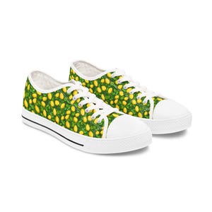 Sneakers, Lemons, Women&#39;s Shoes, Lemon Print Sneakers, Citrus Fruit Sneaks, Yellow Lemon Shoes