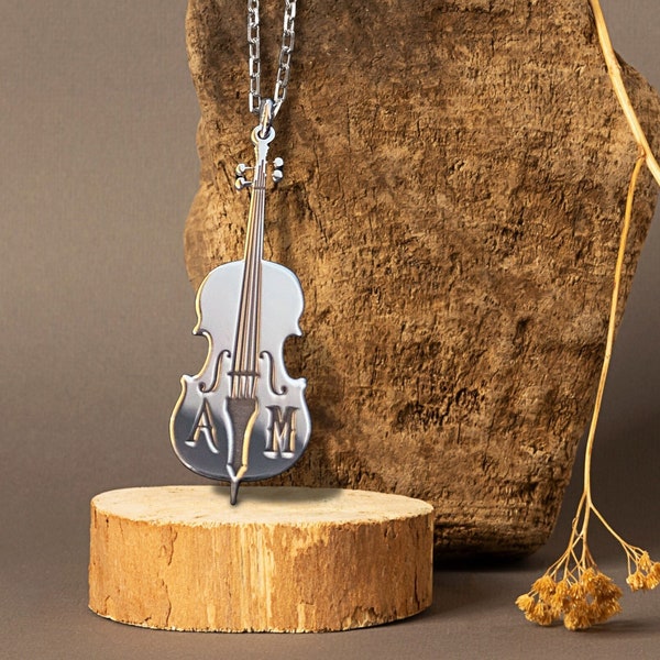 Aangepaste woensdag cello ketting - cello naam ketting - Addams Family cello ketting - Sterling zilveren cello ketting
