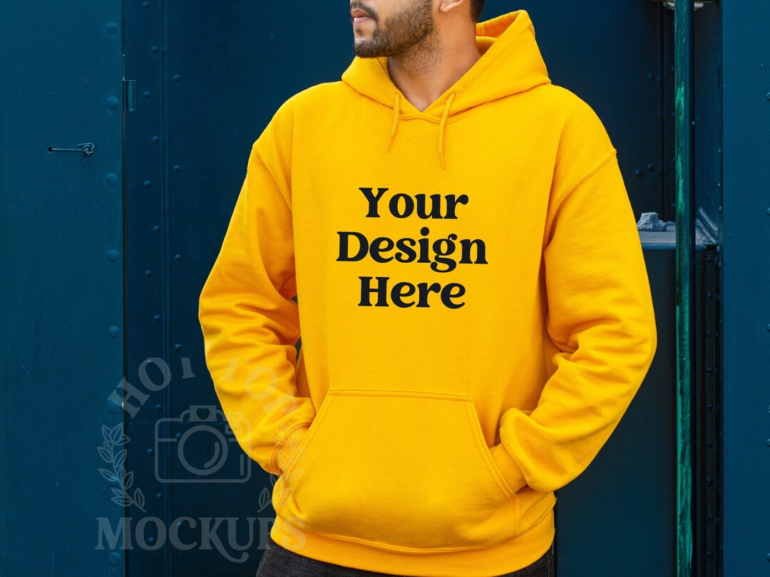 Gildan Hoodie (Style G1850) - Gold Color, XX-Large - Basic Heavyweight Pullover For Men & Women - View #9