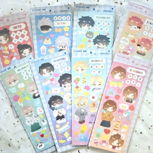 JJK Glitter character sticker sheets 8 Designs waterproof stickers