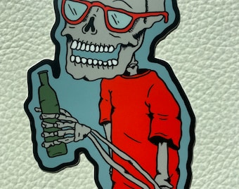 SKELLY Skeleton in Sunglasses Sticker and Laptop Decal