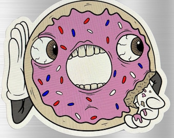 Cute Pink Frosted DONUT Sticker / Laptop Decal
