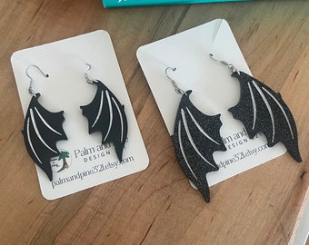Black Acrylic Dragon Wing Earrings: Trendy Bat Boy Jewelry