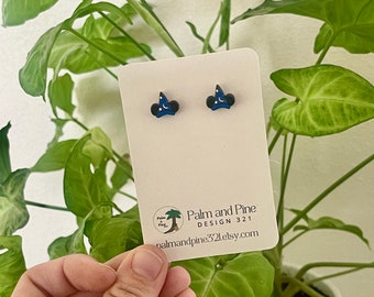 Sorcerer Hat Earrings: Fun Hand-painted wood studs