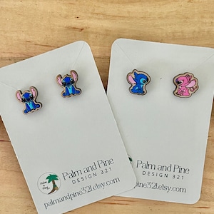 Blue Alien Stud Earrings, Blue and Pink Alien Stud Earrings, ohana earrings, gifts for her
