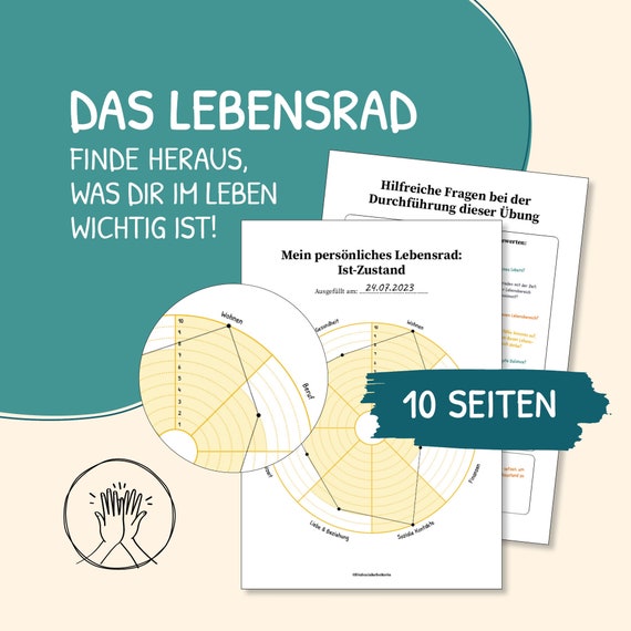 Lebensrad, Selbstreflexion, Glück, Balance, Therapie, Depressionen, Vorlage, PDF, deutsch, Psychotherapie, Reflexion, Selbsthilfe, Vorlage