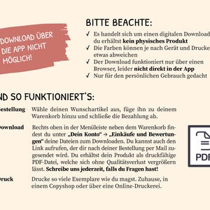 May include: A digital download information sheet with text in German. The sheet has a light beige background with red text in a red rectangle that says "DOWNLOAD &Uuml;BER DIE APP NICHT M&Ouml;GLICH!".