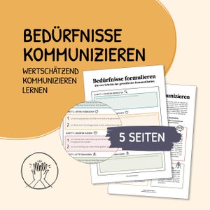 Communiceren van behoeften, geweldloos, Rosenberg, NVC, communicatie, werkbladen, therapie, maatschappelijk werk, PDF, downloaden, Duits