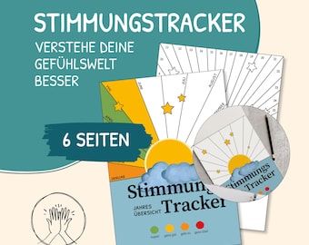 Mood tracker, reflecting on mood, tracking mood, mood tracker, therapy, DBT, mood diary, digital download, German