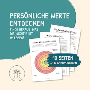 Werte entdecken, persönliche Werte, Wertearbeit, Persönlichkeitsentwicklung, Therapieunterlagen, digitale Vorlage, deutsch