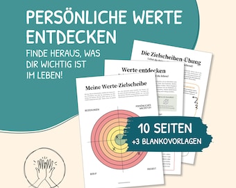 Werte entdecken, persönliche Werte, Wertearbeit, Persönlichkeitsentwicklung, Therapieunterlagen, digitale Vorlage, Soziale Arbeit, deutsch