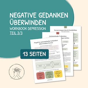 Therapy, stop negative thoughts, reframing, A-B-C analysis, psychotherapy, digital template, PDF, fears, depression, German