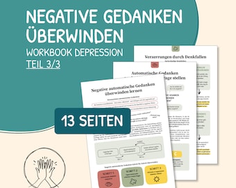 Therapy, stop negative thoughts, reframing, A-B-C analysis, psychotherapy, digital template, PDF, fears, depression, German