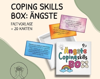 Coping Skills Box, anxiety, method, social work, therapy, emergency kit, panic attack, mindfulness, digital template, German, PDF