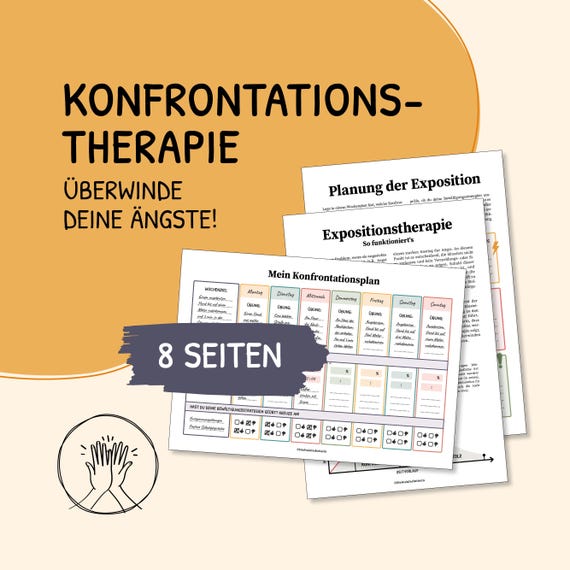 Konfrontationstherapie, Expositionstherapie, Ängste, Phobie, Therapie, Soziale Arbeit, Therapiematerialien, digitale Vorlage, deutsch, PDF