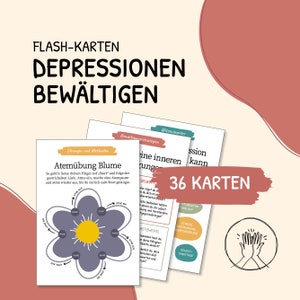 Flashkarten, Depressionen, Depressionsbewältigung, Lernkarten, Flash-Karten, Therapie, DBT, Bewältigungsstrategien, Selbsthilfeübungen