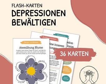 Flashcards, depression, depression management, learning cards, flash cards, therapy, DBT, coping strategies, self-help exercises