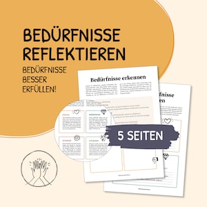 Reflecting needs, recognizing needs, worksheets therapy, German, PDF, digital template, social work, self-esteem
