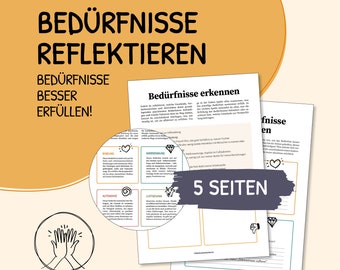 Réflexion sur les besoins, reconnaissance des besoins, feuilles de travail thérapeutiques, allemand, PDF, modèle numérique, travail social, estime de soi