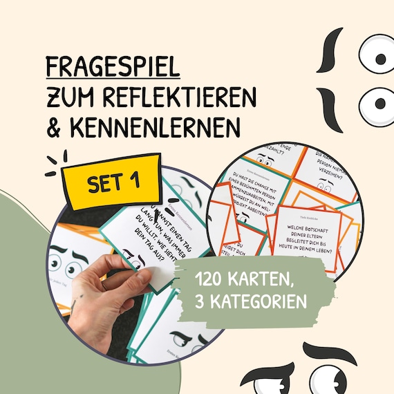 Fragekarten, Reflexionskarten, Therapiekarten, Gesprächskarten, Kennenlernspiel, deutsch, PDF, Soziale Arbeit