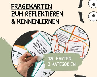 Fragekarten, Reflexionskarten, Therapiekarten, Gesprächskarten, Kennenlernspiel, deutsch, PDF, Soziale Arbeit