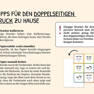 May include: Tips for printing double-sided documents at home.  The image shows a diagram of how to rotate a sheet of paper to print on both sides.  The text reads: "Tips for double-sided printing at home. 1. Calibrate the printer. 2. Set the paper feed precisely. 3. Rotate the paper manually.  Common printers for home use are often not precise enough for double-sided printing.  Therefore, there may be misalignments."