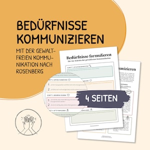 Communicating needs, nonviolently, Rosenberg, NVC, communication, worksheets, therapy, social work, PDF, download, German